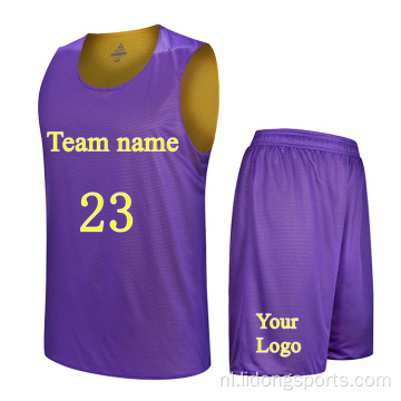 Omkeerbare basketbal jersey unfiroms Accepteer je eigen ontwerp Custom Ademende stof Basketbalkleding